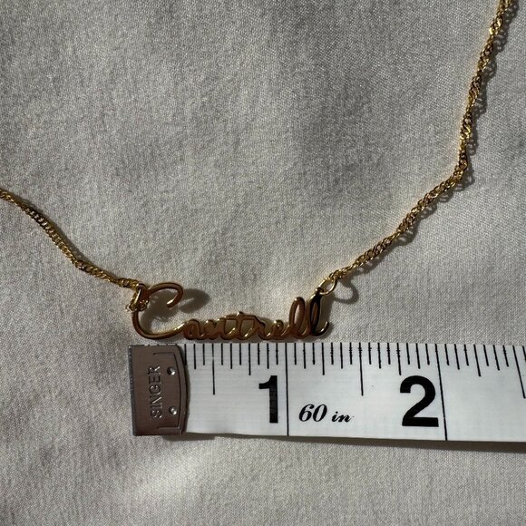 NWOT MonogramHub Script Name Necklace "Cantrell" 14k Gold Plated, 18" Link Chain - Picture 9 of 15